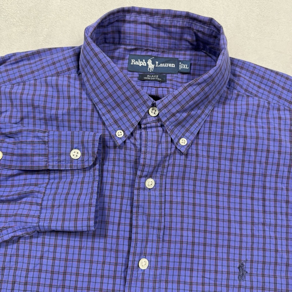 Ralph Lauren Shirt Mens XL Blake Purple Plaid Button Up Long‎ Sleeve